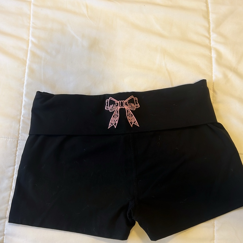 Black Shorts with Pink Bow Detail